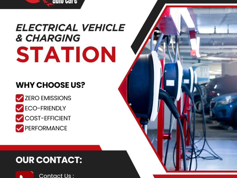 EV Charging Stations in Dubai with electric cars charging.