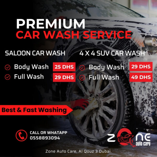 Car wash service with premium body and full wash options for saloon and 4x4 SUV cars