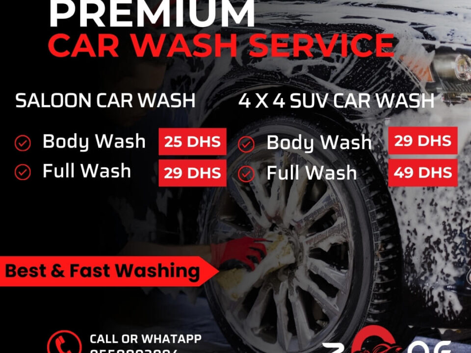 Car wash service with premium body and full wash options for saloon and 4x4 SUV cars