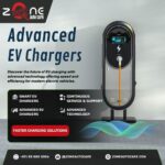 Advanced EV chargers: A modern electric vehicle (EV) charger with advanced technology, featuring a sleek design, a digital display, and a bright charging cable, highlighting the innovation in EV charging solutions.